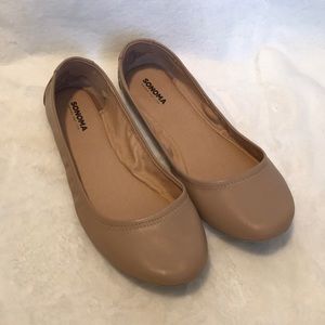 Nude Leather Ballet Flats
